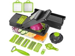Lurelia Mandolina Multifuncional Ajustável, 13 Em 1, Lâminas Inoxidáveis, Recipiente Incluído, Para Legumes