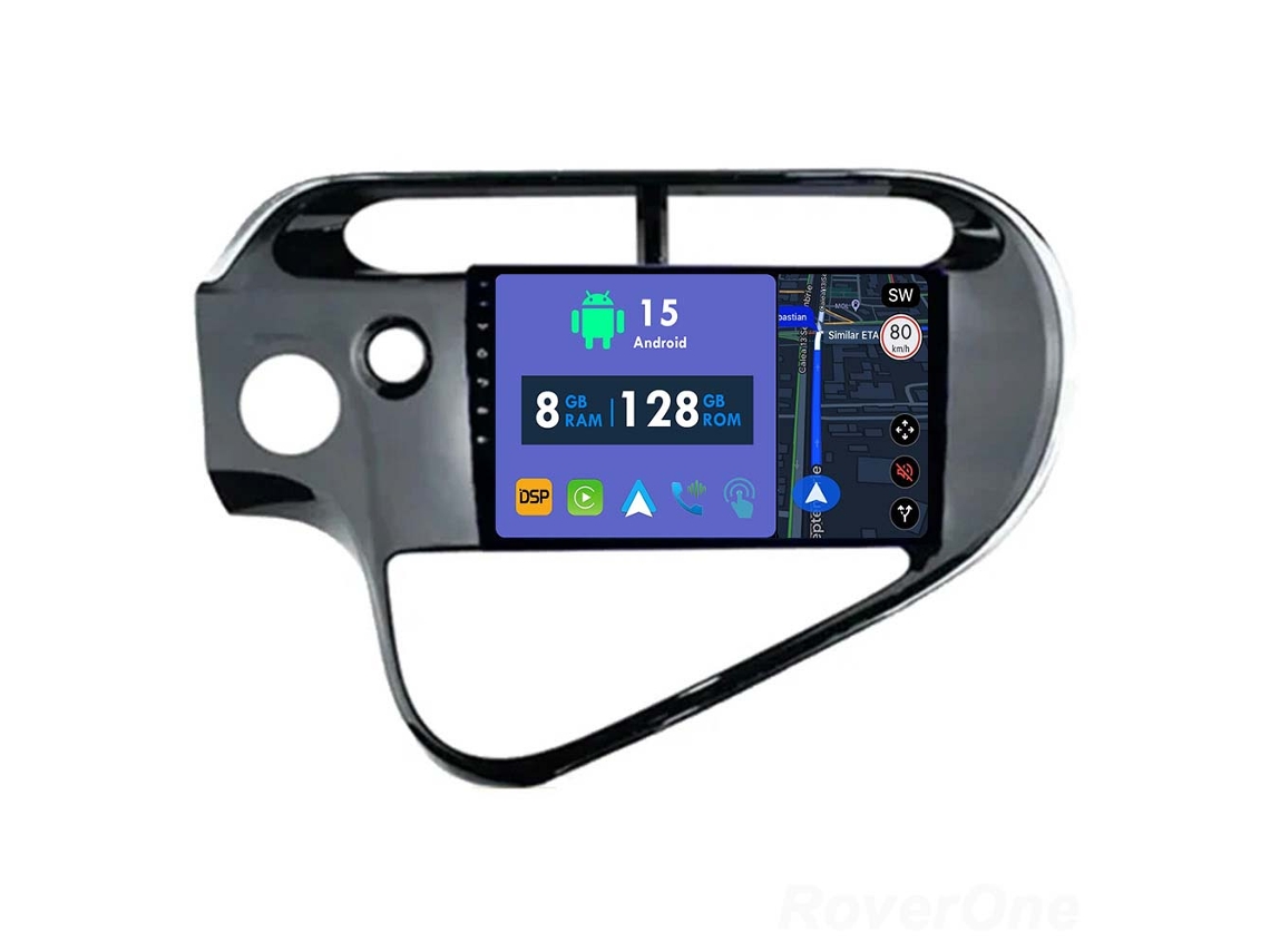 Auto Rádio Carro Bluetooth Autoradio 8GB RAM 128G ROM CarPlay Navegação GPS Ecrã Táctil RoverOne para Toyota Prius C 2018-2020  