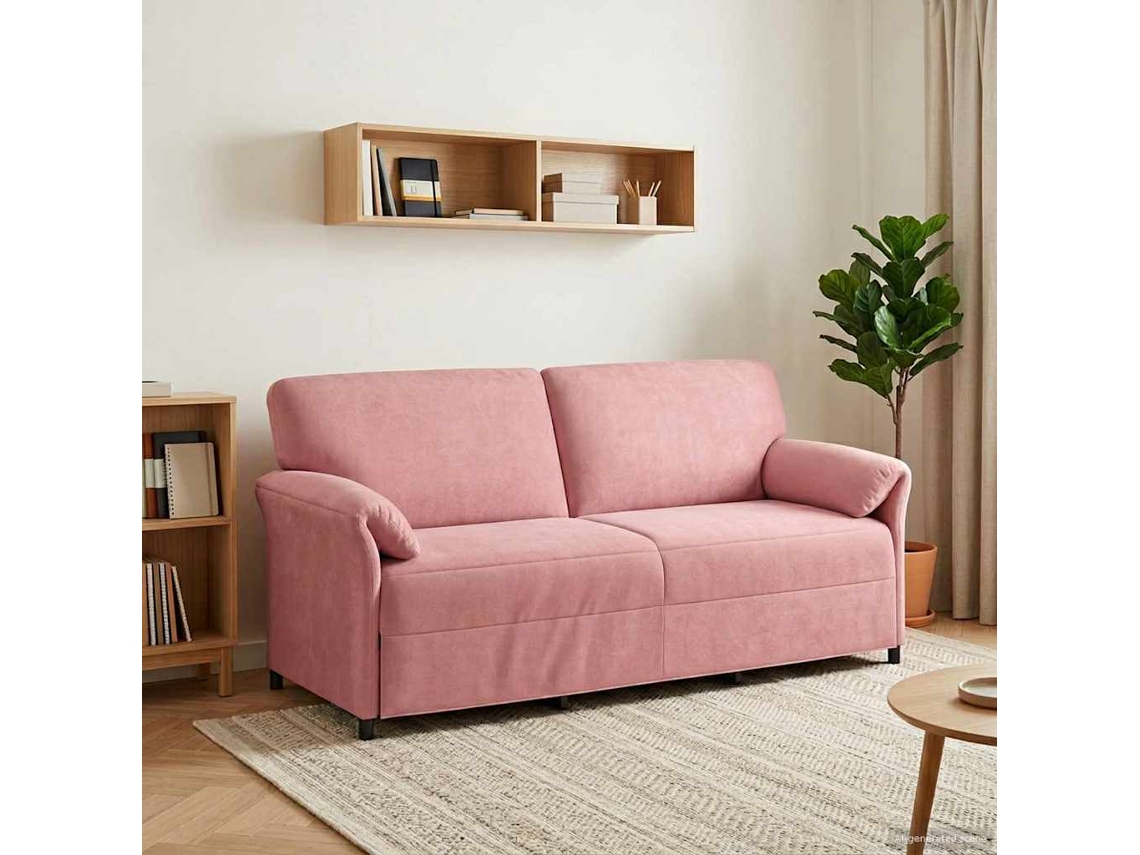 Vidaxl Sofá De 3 Lugares Rosa 198 X 83 X 95 Cm Veludo