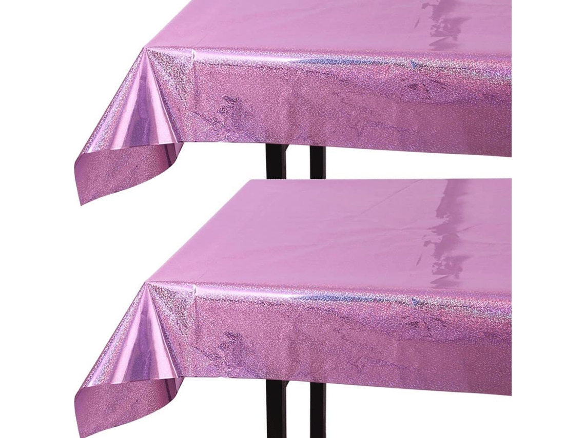 Pacote com 2 Toalhas de Mesa de Plástico Iridescência Capas de Mesa de Folha Holográfica para Decoração 54 X 108 Polegadas Rosa