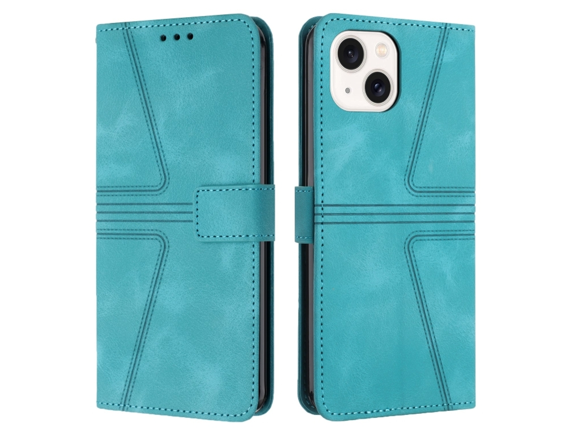 Capa De Couro Para Iphone 13 - Triangular - Cor Sólida