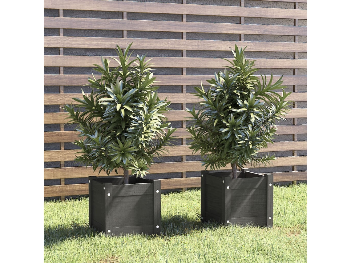 Vidaxl Vasos/floreiras De Jardim 2 Pcs 31x31x31 Cm Pinho Maciço Cinza