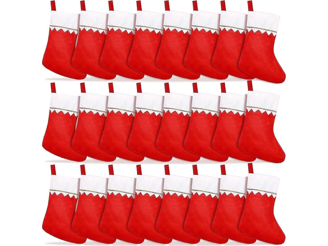 Pacote Com 24 Meias De Natal A Granel, 15 Polegadas, Feltro Vermelho, Meias De Natal Grandes De Papai Noel Para Feriados Olysi Shop