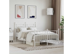 Vidaxl Estrutura De Cama Com Cabeceira E Pés 120x190 Cm Metal Branco