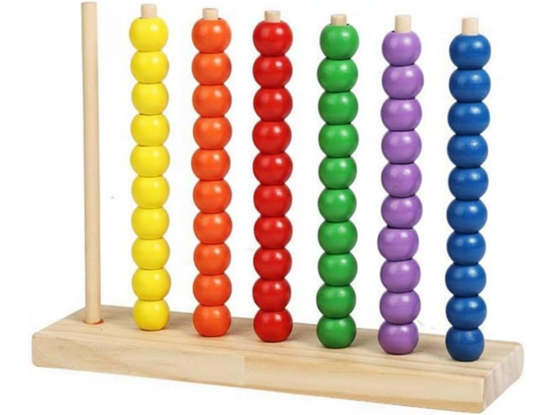 Quadro Aritmético Infantil De Madeira Polida Com Peças Empilháveis,