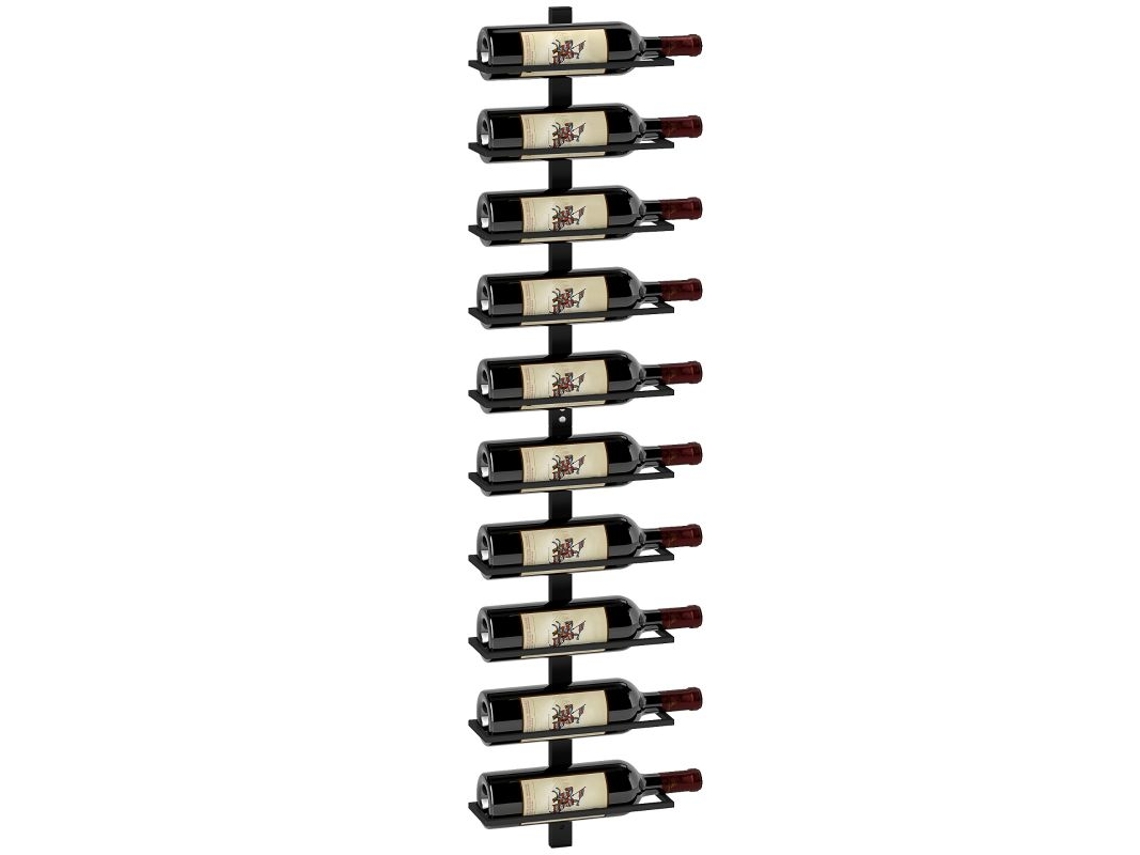 Suporte De Parede Para 10 Garrafas De Vinho,com 10 Prateleiras Em Metal,perfeito Para Cozinha,sala E Bar Em Casa,na Cor Preta