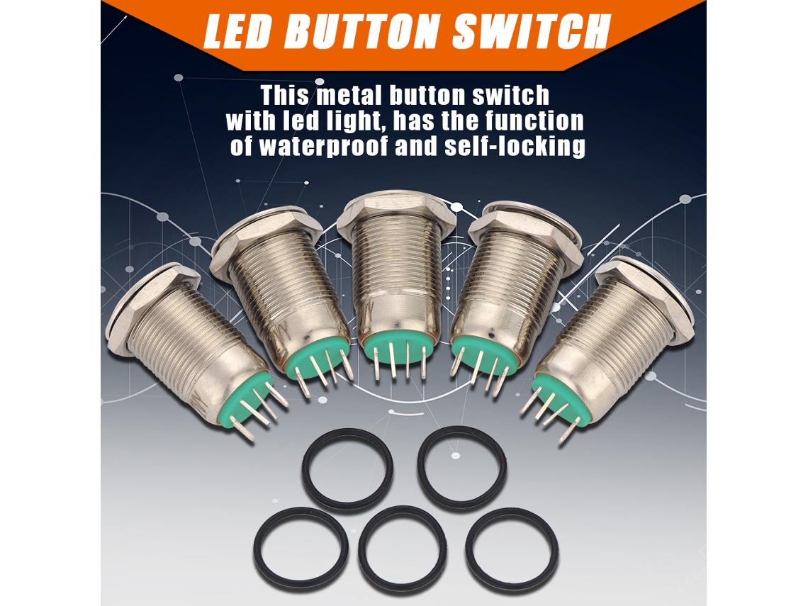Laxiscreed Botão Metálico À Prova De Água, 2a/36v, Com 4 Pinos Para Circuitos Elétricos Seguros