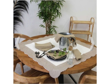 Toalha De Mesa Quadrada Para Jogos Ecru 100x100 Cm