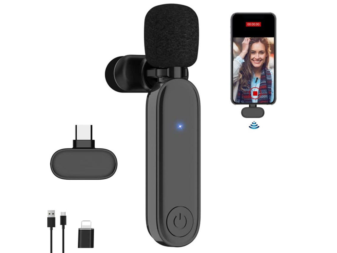 Microfone De Lapela, Mini Para Iphone E Android , Gravação Vídeo Móvel, Youtube Facebook Live (preto) Aquaforge (tipo C)