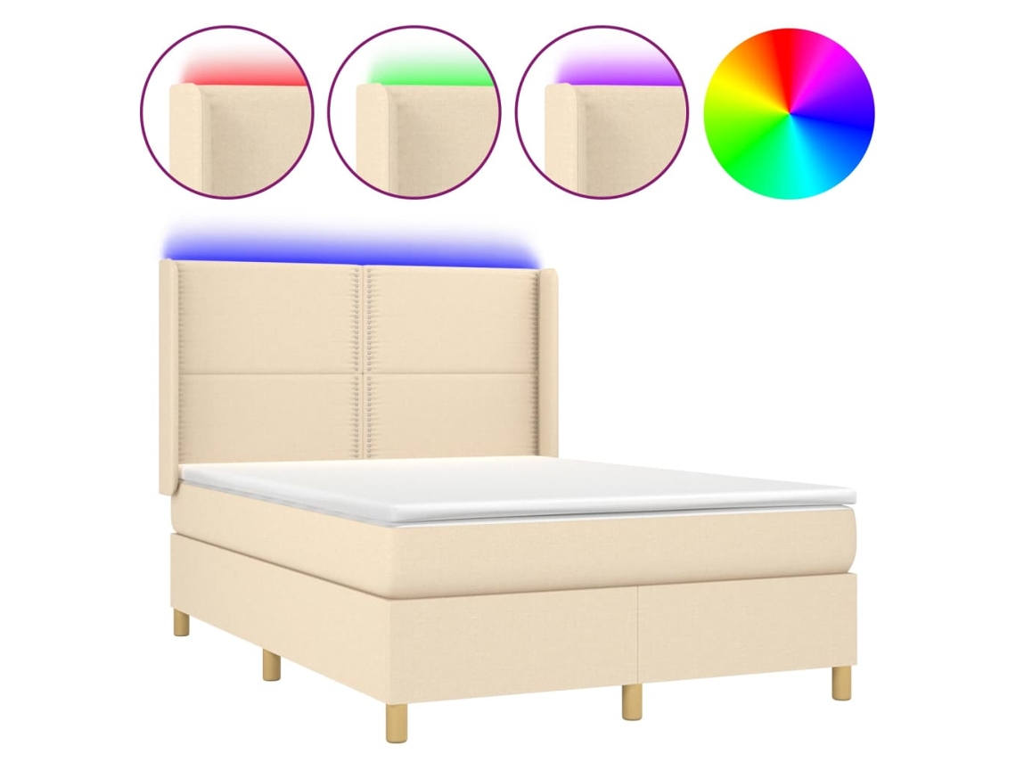 Box Spring Bed, Box Spring Beds Vidaxl Creme Tecido (140 X 200 Cm)