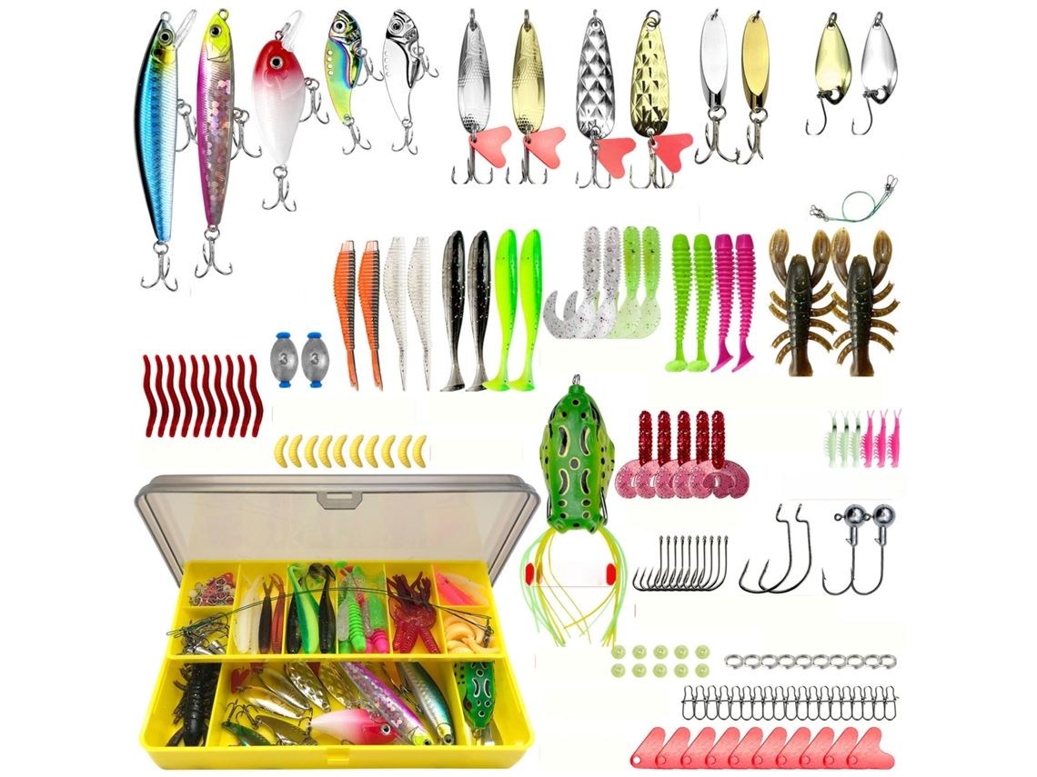 Lurelia Kit De Pesca Com 131 Peças E Caixa De Equipamentos, Combinação Para Robalo, Água Doce
