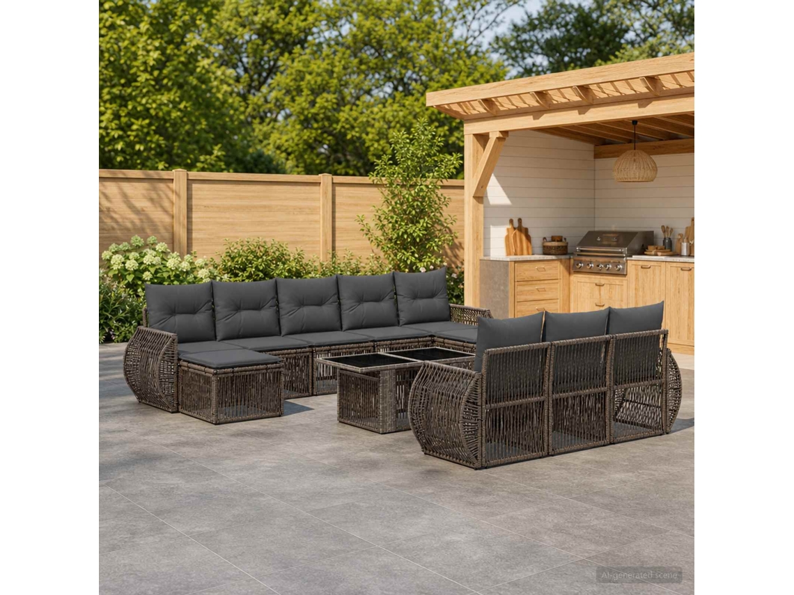 Vidaxl Conjunto De Sofá De Jardim 11 Unid. Cinza E Cinza Escuro