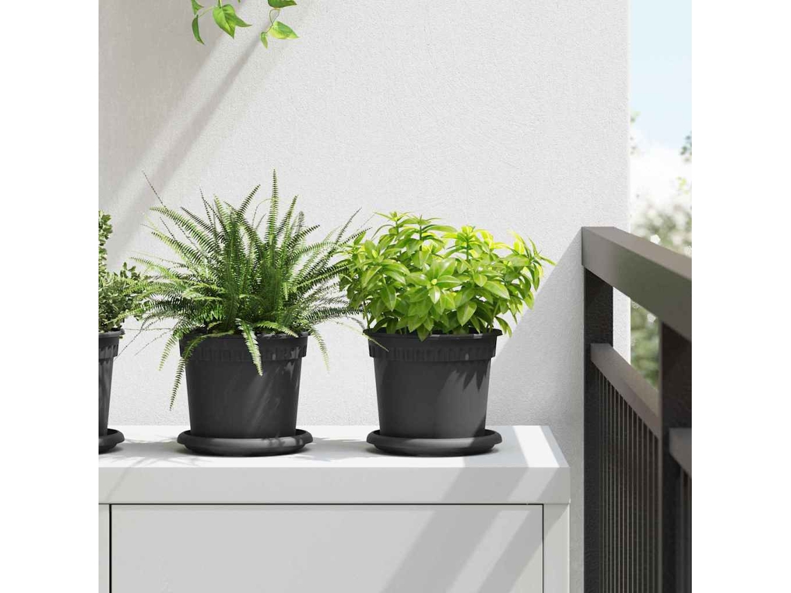 Vidaxl Vaso Redondo Para Flores 24 Unid. Preto Ø 15 X 12 Cm Plástico