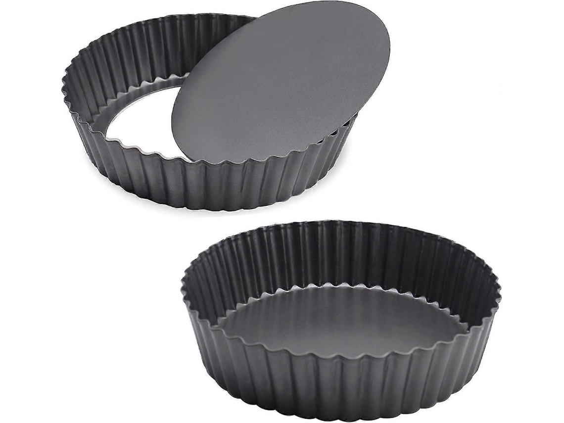 2 Moldes de Tarta Antiadherentes, Molde de Quiche de Acero Carbónico Con Fondo Desmontable (11 Pulgadas)