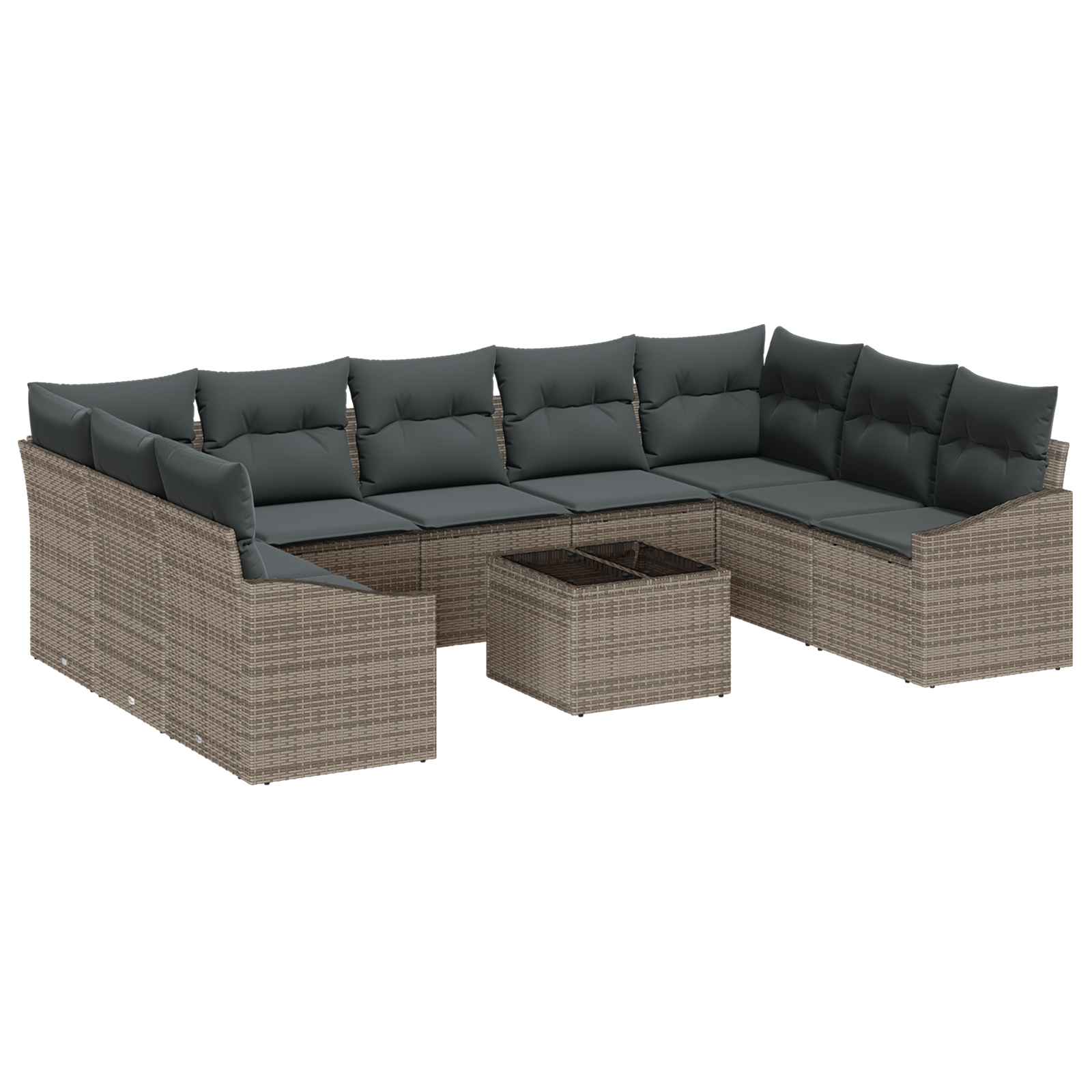 Conjunto 9 Sofá Modular Exterior Vidaxl Cinzento-claro Vime Pe