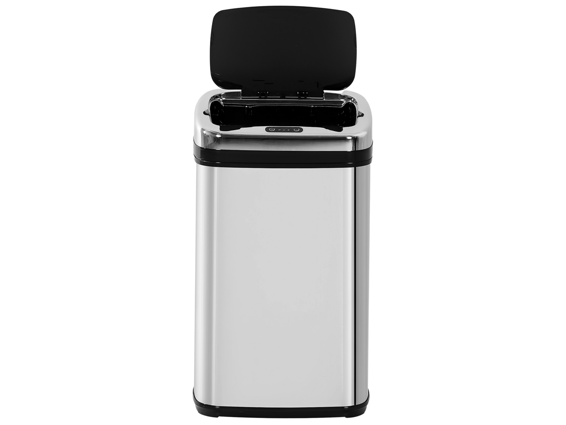 Balde de Lixo Inteligente de Aço Inoxidável 30l com Sensor Infravermelho de Abertura Automática 33x25x58cm Prata e Preto BTFORUS