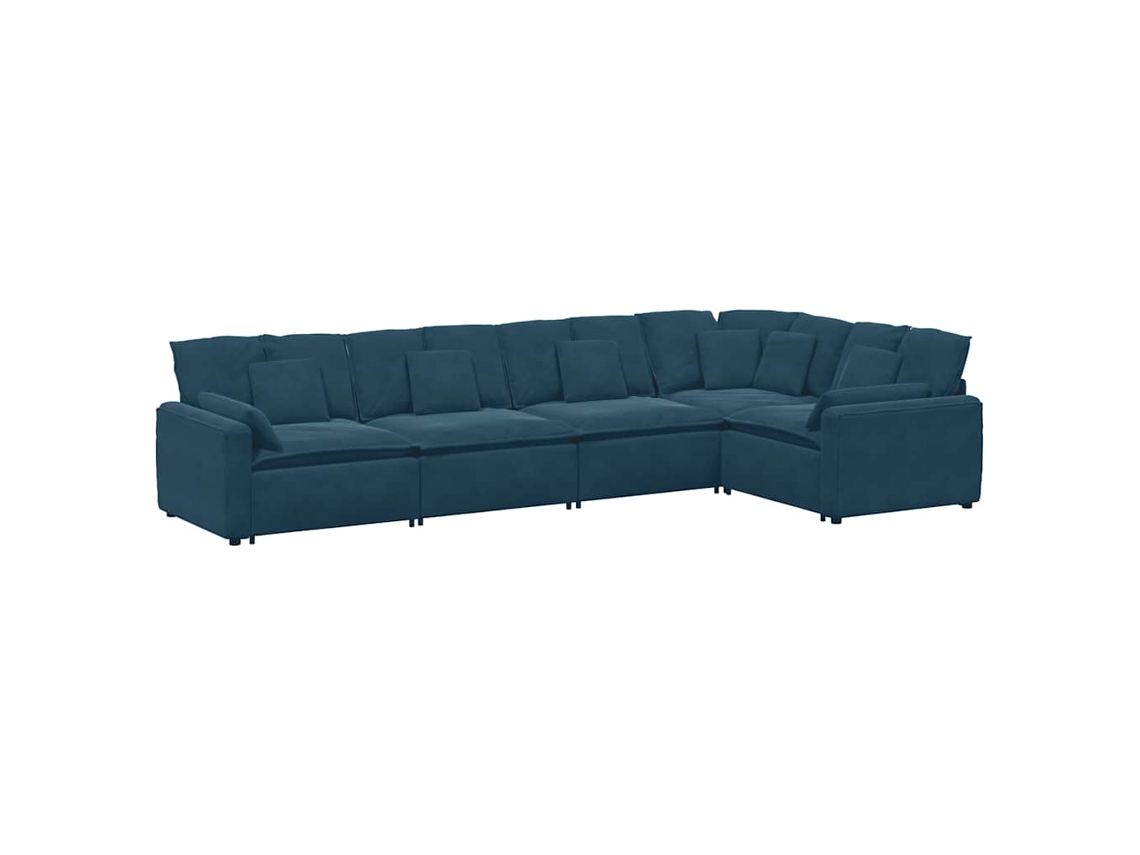 Sofá Modular com Almofadas Veludo Azul MAISON EXCLUSIVE