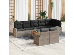 Vidaxl Conjunto de Sofá de Jardim 9 Pcs Cinzeto Vime Pe