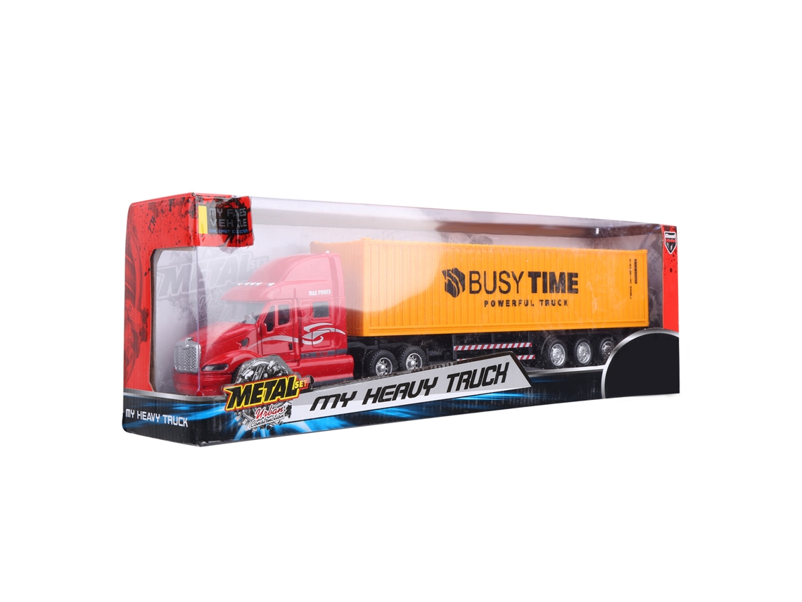 Ats brinquedo de Caminhão Container com Recuo, Luz e Som, Modelo de Veículo para Crianças (vermelho Amarelo)