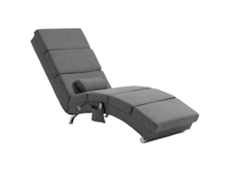 Poltrona Relax Elétrica Com Massagem, Encosto Alto, Controle Remoto, 5 Modos, Almofada, Cinza Escuro.