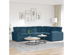 Vidaxl Sofá Modular Com Almofadas Veludo Azul