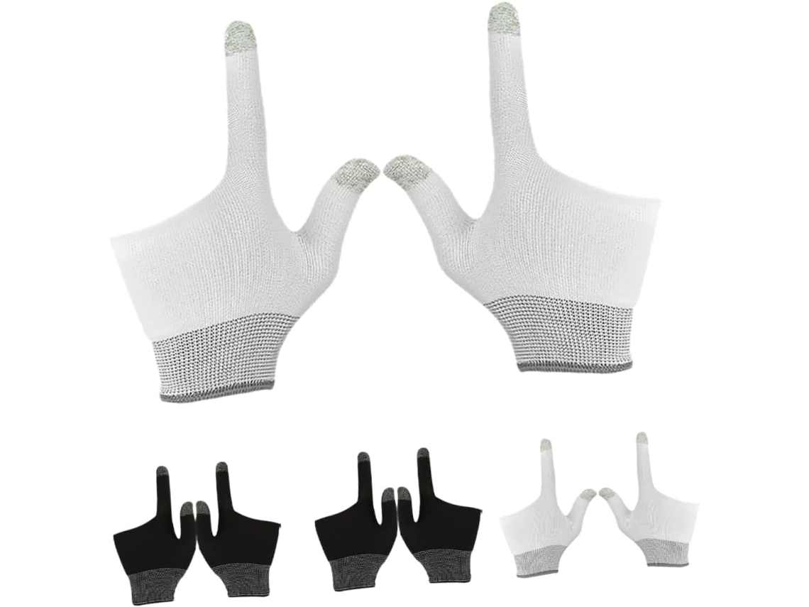 Conjunto Com 4 Pares De Grips Para Jogos Dois Dedos Pontas Antiderrapantes E Alta Aderência, Nas Cores Preto E Branco