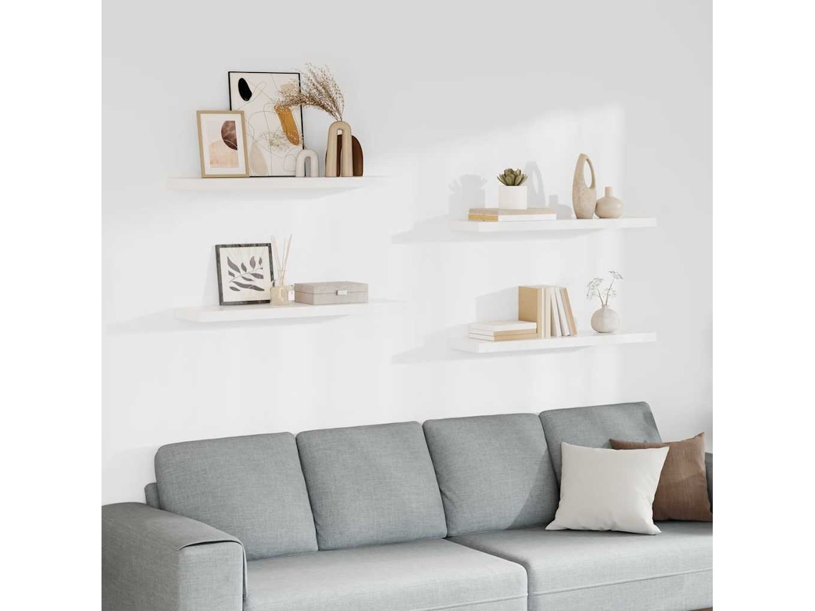 Vidaxl Prateleiras Parede Suspensas 4 Pcs 90x23,5x3,8cm Mdf Branco
