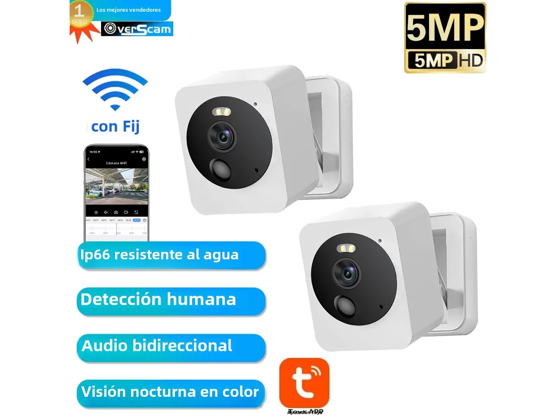 (pacote Com 2 Unidades Sem Cartão) Mini Câmera Ip Inteligente Wi-fi Graffiti, 5mp, À Prova D'água
