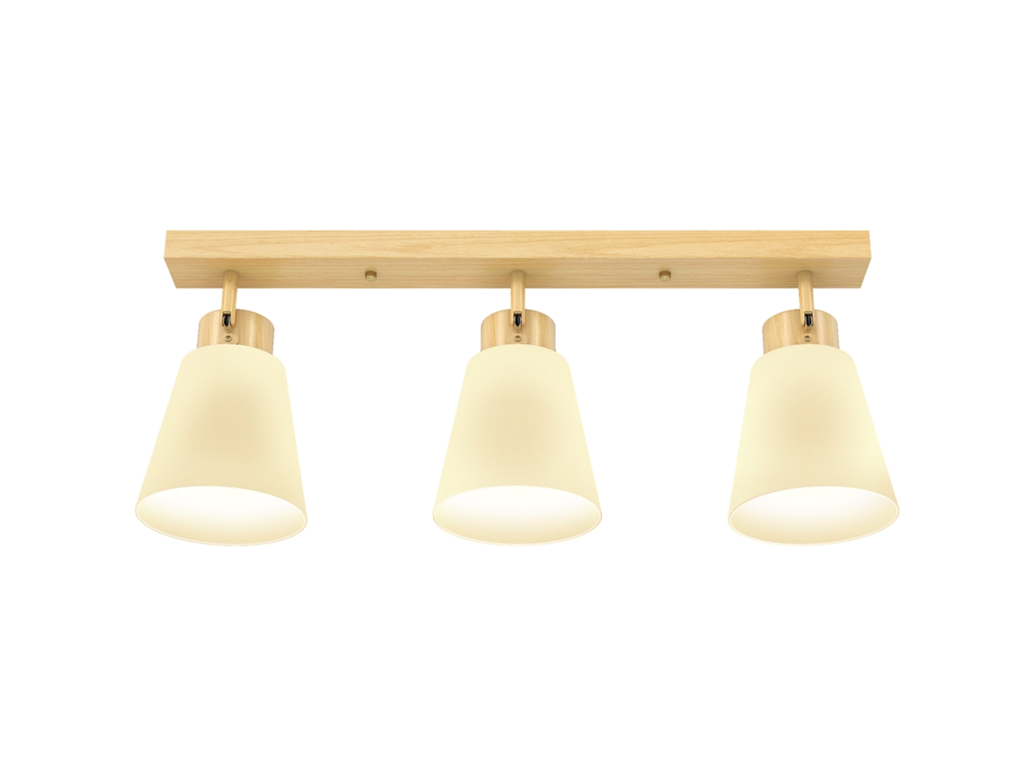 Chandelier Quarto Luzes Teto 3 Pontos 90° Ajustável Abajur Suspenso Sala Soquetes E27 Lâmpadas Led Cor Madeira Ge