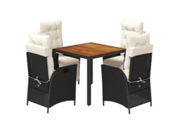 Garden Dining Set, Garden Dining Sets Vidaxl Preto Rattan / Vime (90 Cm Table Length)