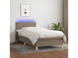 Vidaxl Cama Box Spring + Colchão/led 90x190cm Tecido Cinza-acastanhado