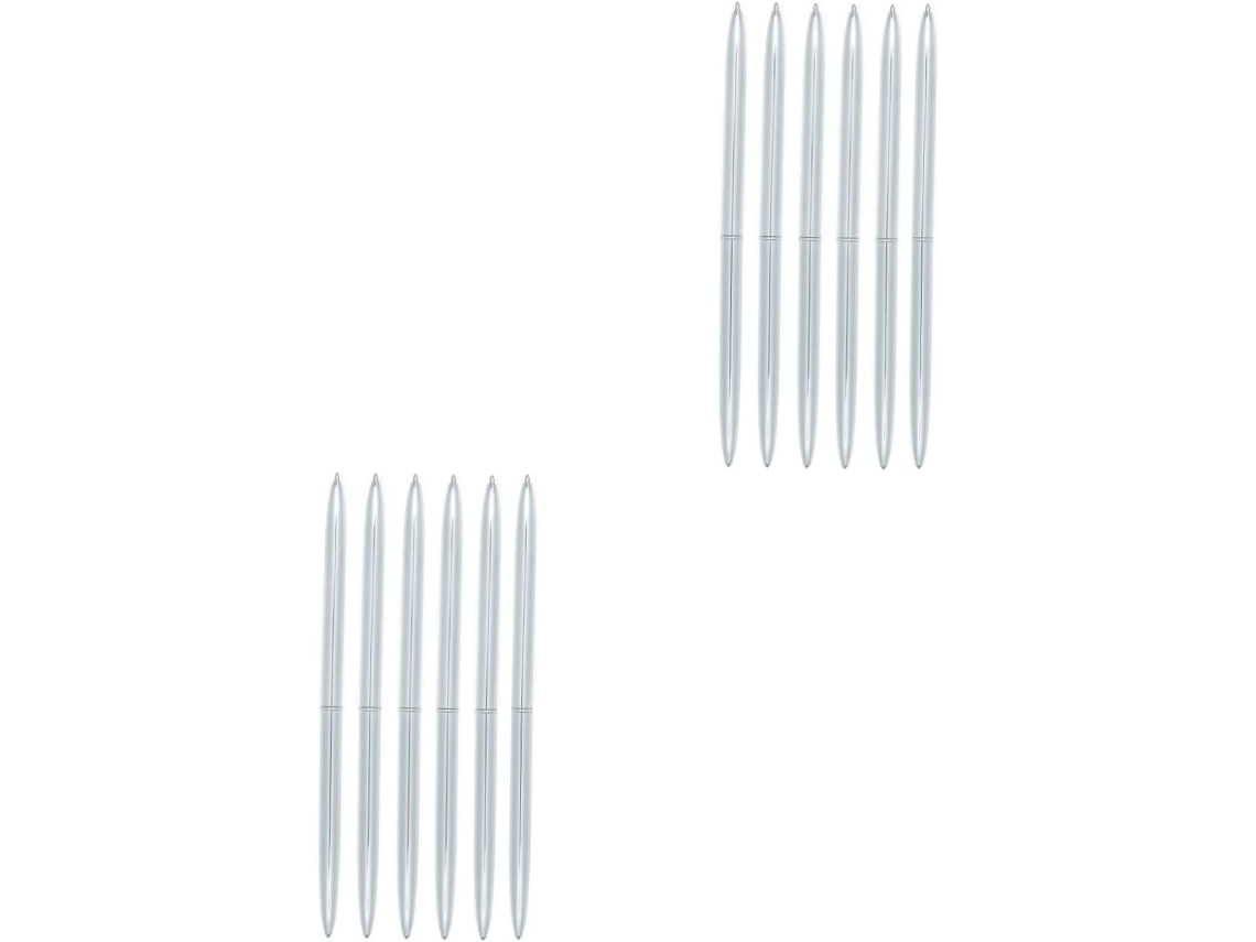 Conjunto De 12 Canetas Esferográficas Com Corpo Em Metal Duplo,
