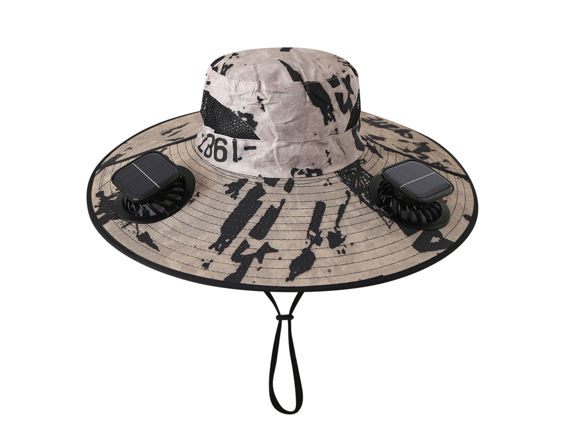Chapéu com Ventilador Solar , Recarregável, para Pesca e Atividades Ao Ar Livre. MDUG (caqui Camuflado Quadrado)