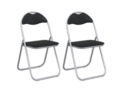 Conjunto 2 Cadeira De Jantar Dobrável Vidaxl Preto Aço (48 X 43,5 X 81 Cm)