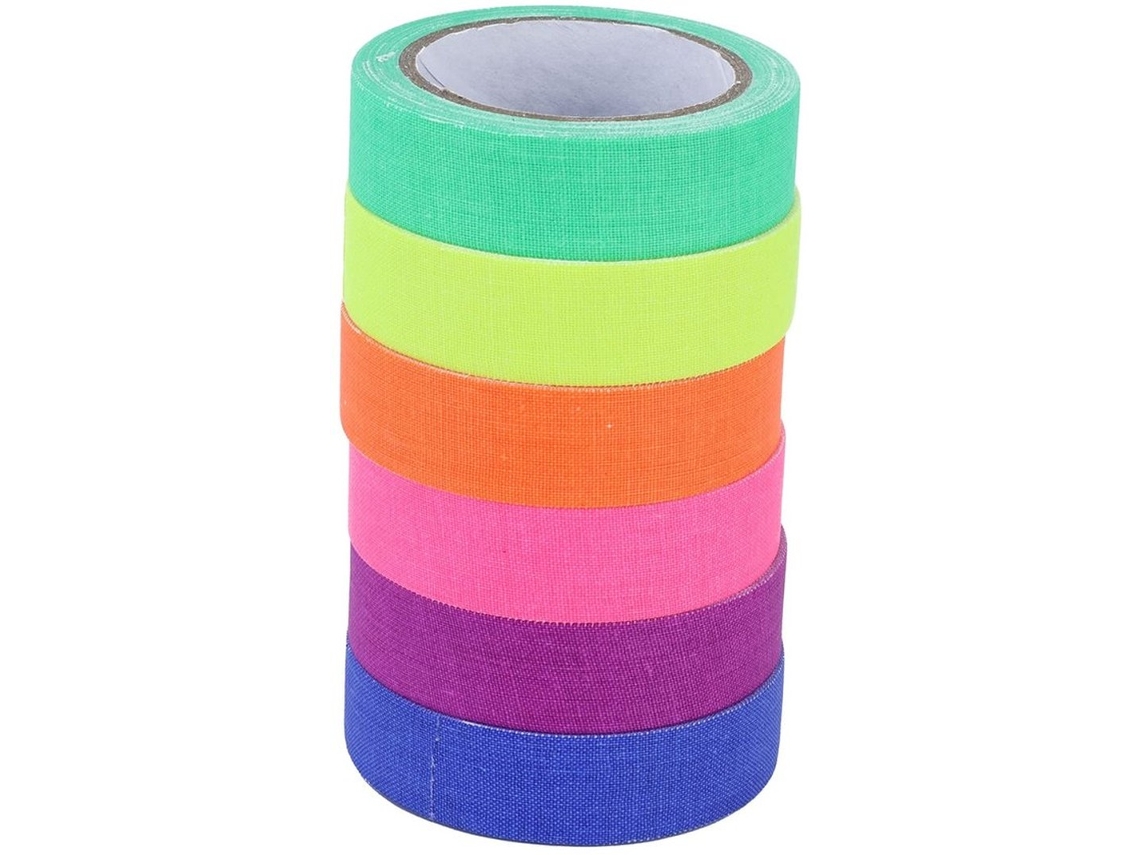 Tape Fluorescente - 6 Unidades - Tecido De Fio De Cotonete Tape - Superfície Má - Alta Resistência À Temperatura - Adesão Excepcional - Sem Resíduos -