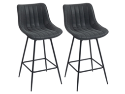 Conjunto De 2 Banquetas Giratórias De 68 Cm Com Encosto Para Balcão De Cozinha, Sala De Jantar, Pretas.