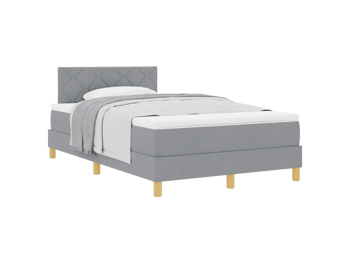 Cama Box com Colchão Cinzento Claro Tecido MAISON EXCLUSIVE (120x200 cm)