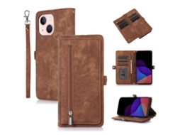 Capa Para Iphone 15 Pele Sintética Com Porta-cartões Castanho