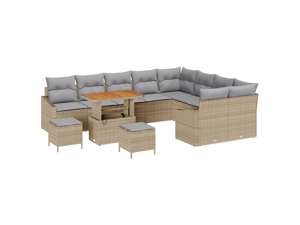 Conjunto 12 Conjunto De Móveis De Jardim Vidaxl Bege Vime Pe (288,5 X 234 X 85 Cm)
