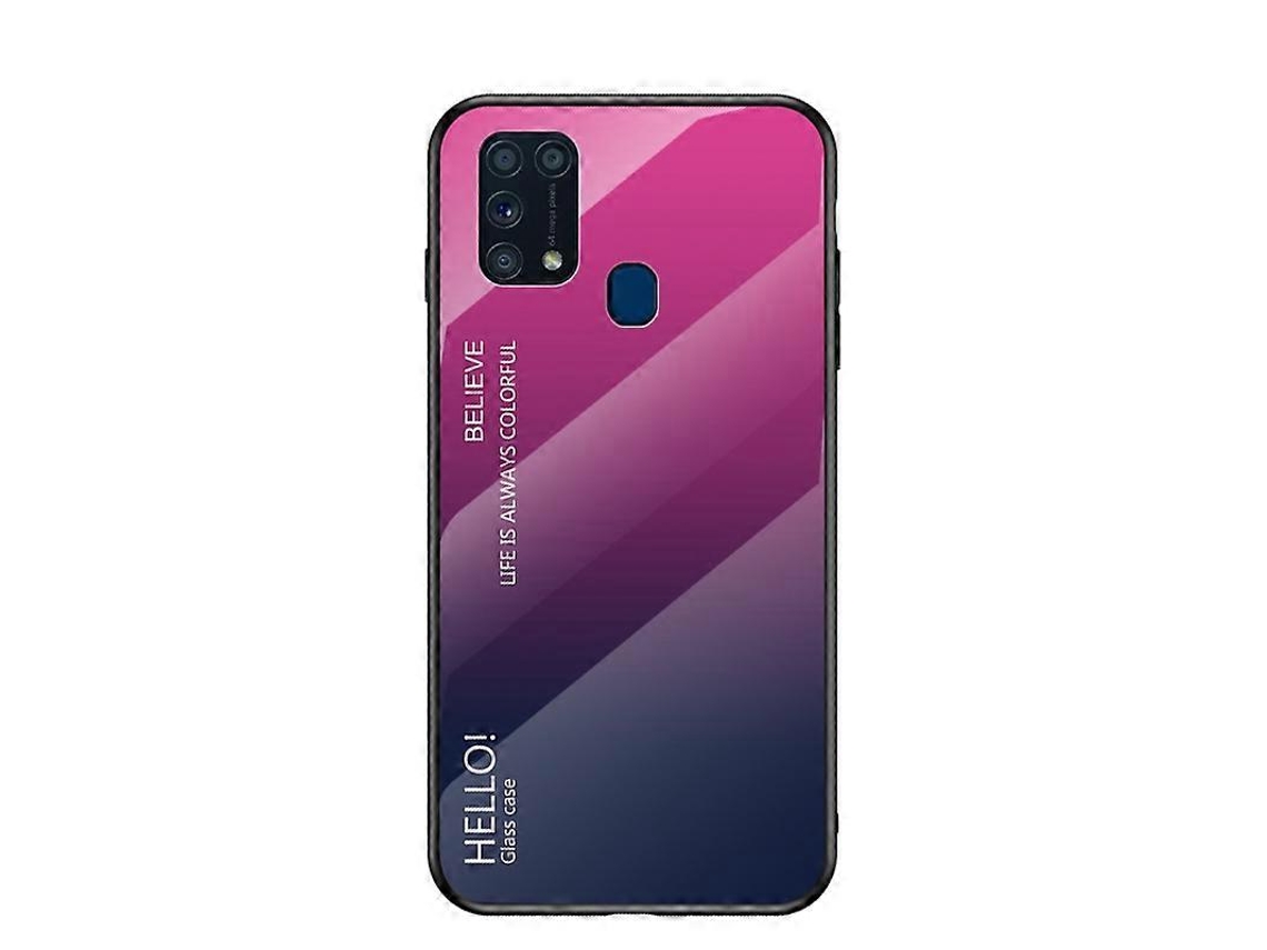 Capa Híbrida De Vidro Temperado Com Gradiente De Cor Pc Tpu Para Samsung Galaxy M31