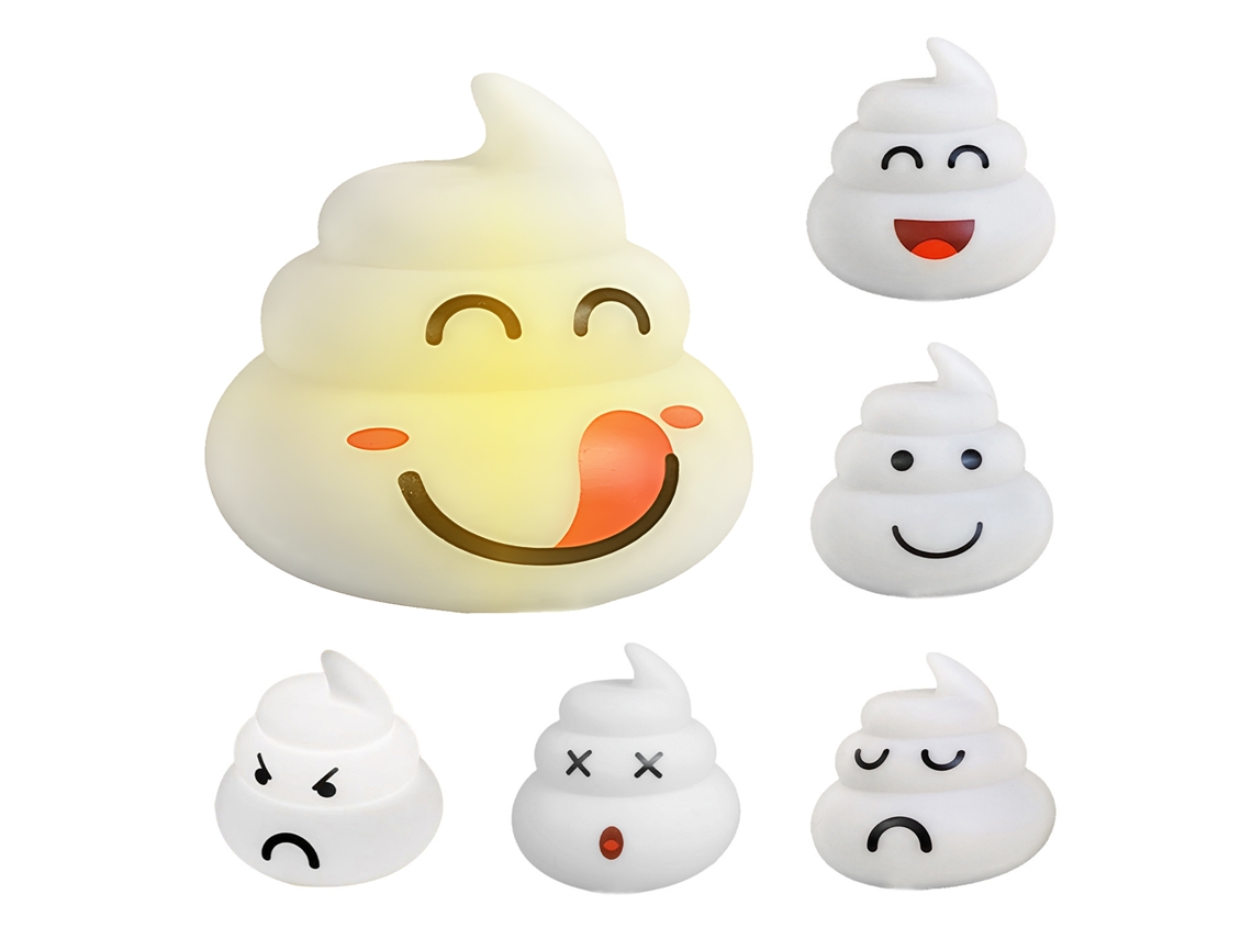 Luz Noturna Led Cute Poop 3 Pack com toque ajustável e recarregável em silicone para bebê e criança | S/MARCA