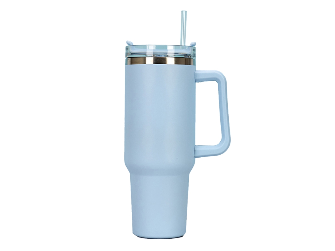 Copo De 40 Oz Com Alça E Canudo Copo De Aço Inoxidável Com Tampa, Aspiradores Reutilizáveis Copo Isolado Para Água Chá Gelado Café