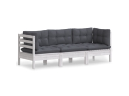 3-seater Garden Sofa, 3-seater Garden Sofas Vidaxl Branco Madeira De Pinho (n/a)