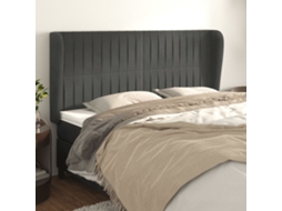 Vidaxl Cabeceira Cama C/ Abas Veludo 203x23x118/128 Cm Cinzento-escuro