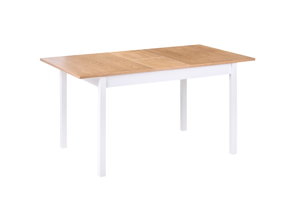Mesa De Comedor Extensible Beliani Houston De Madera De Pino Blanco 90x150x76