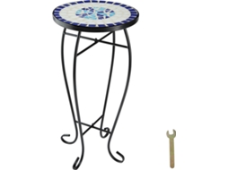 Mesa de Jardim TECTAKE Mosaico (Branco - Aço - 30x30x61.5 cm)