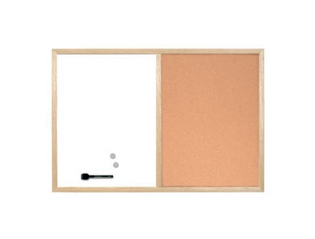 Quadro Cortiça + Branco Magnético Pinho Natural