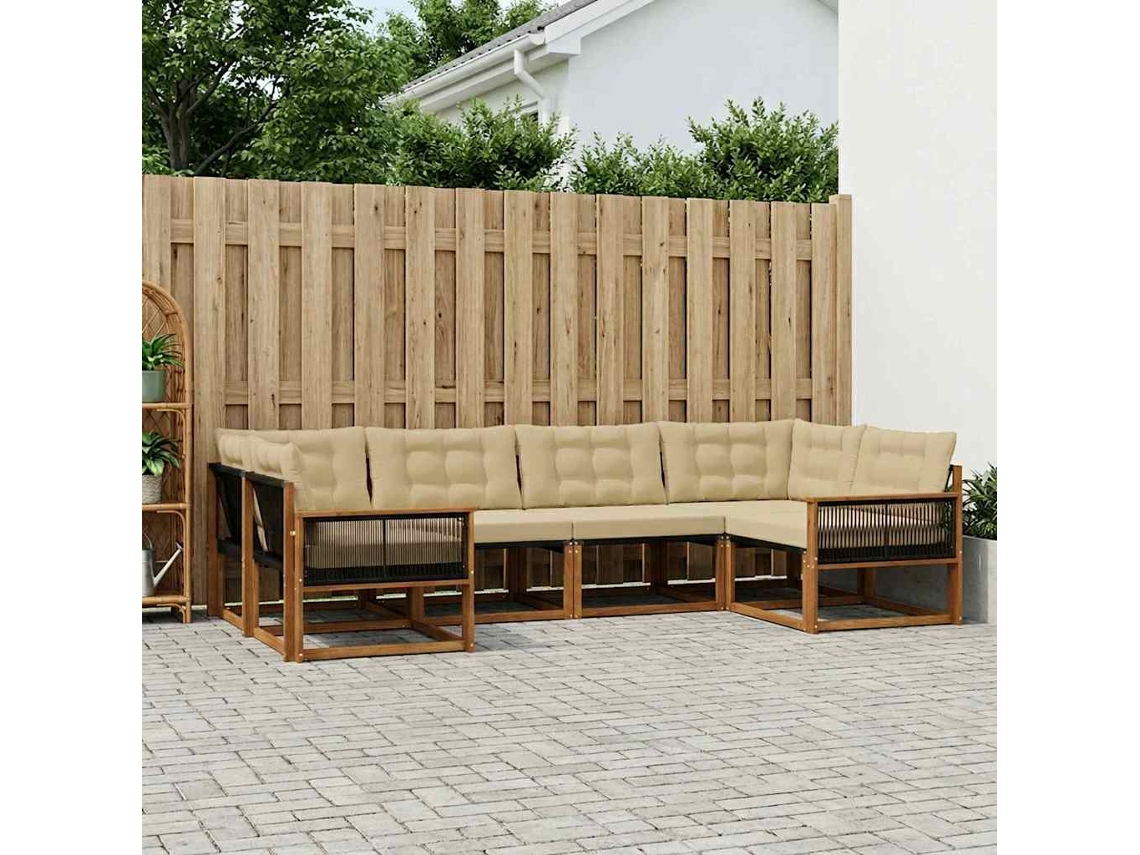 Vidaxl Conjunto De Sofás Para Exterior 6 Pcs Natural E Bege