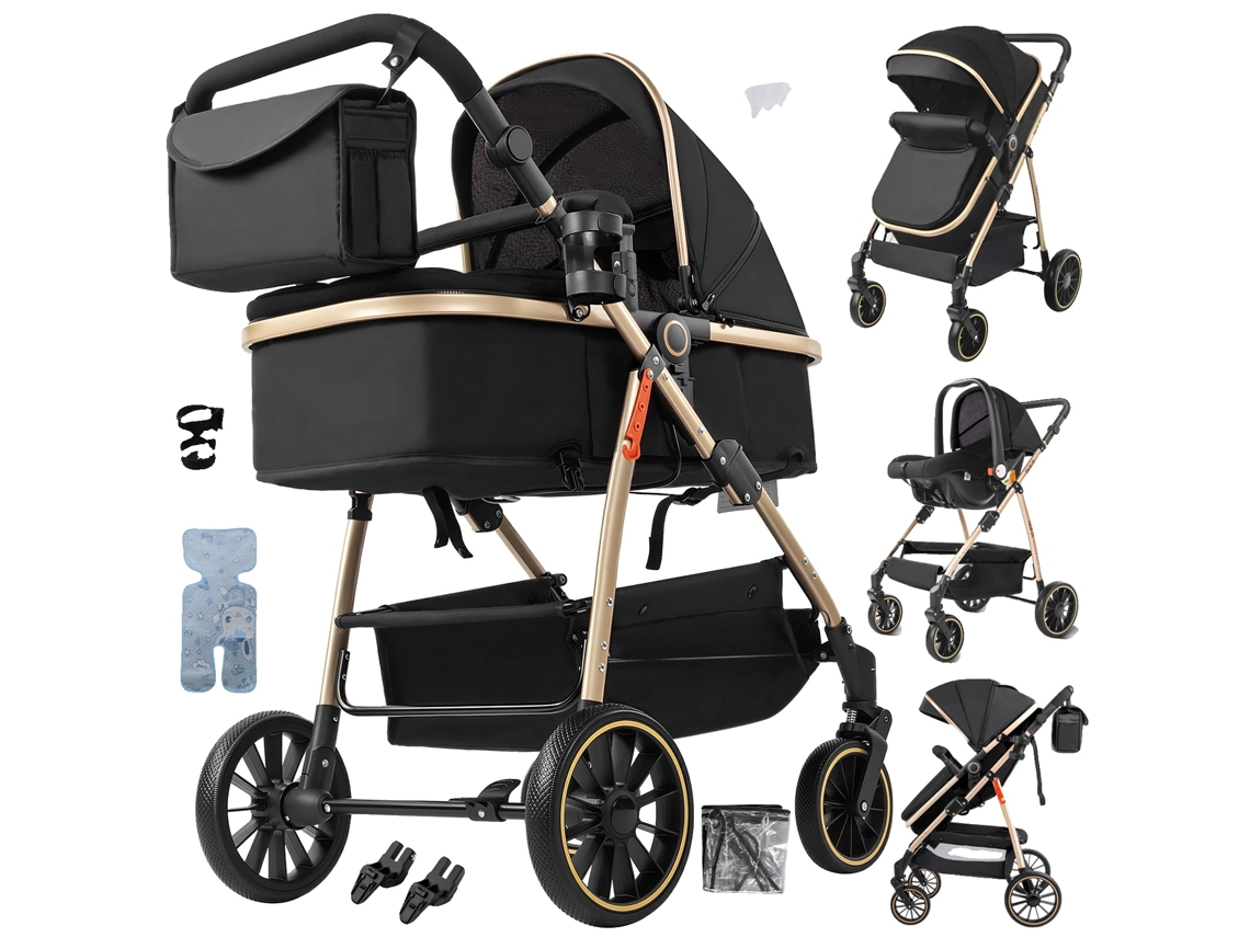 Canguru Compacto Para Bebês, Design Dobrável, Inclui Berço, V8-blackgold