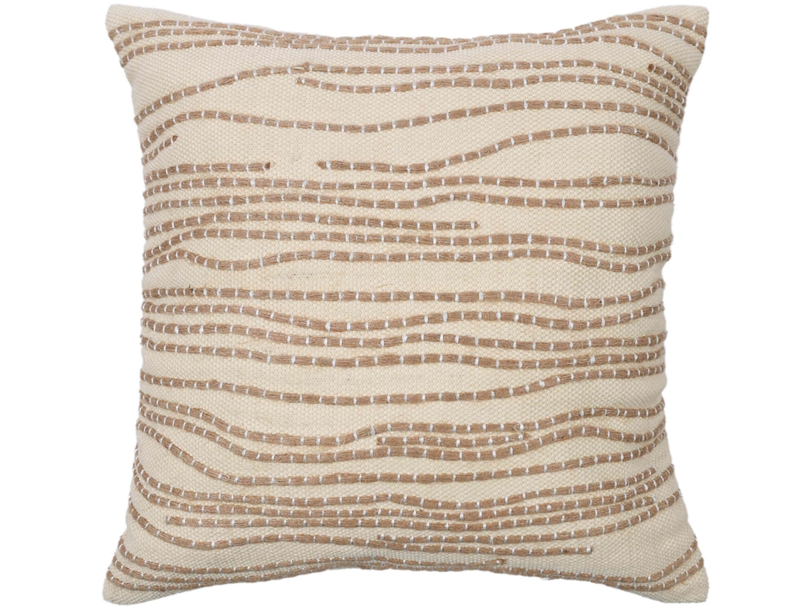 Almofada Com Linhas Bordadas 45x45cm Bege Kasa